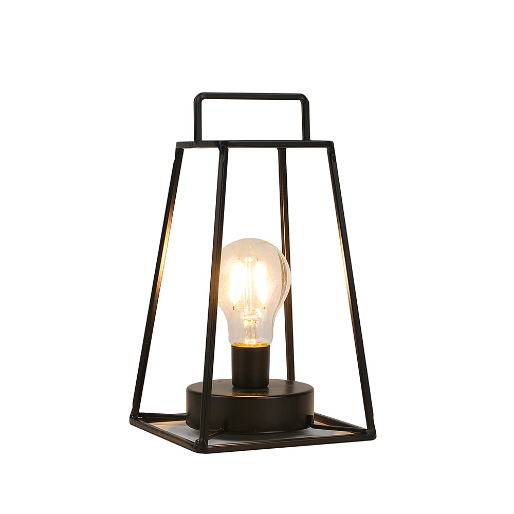 JHY DESIGN Retro Style Geometric Table Lamp 10High Simple Iron Art Cordless Lamp Battery Powered Lamp with 6-Hours Timer Featu