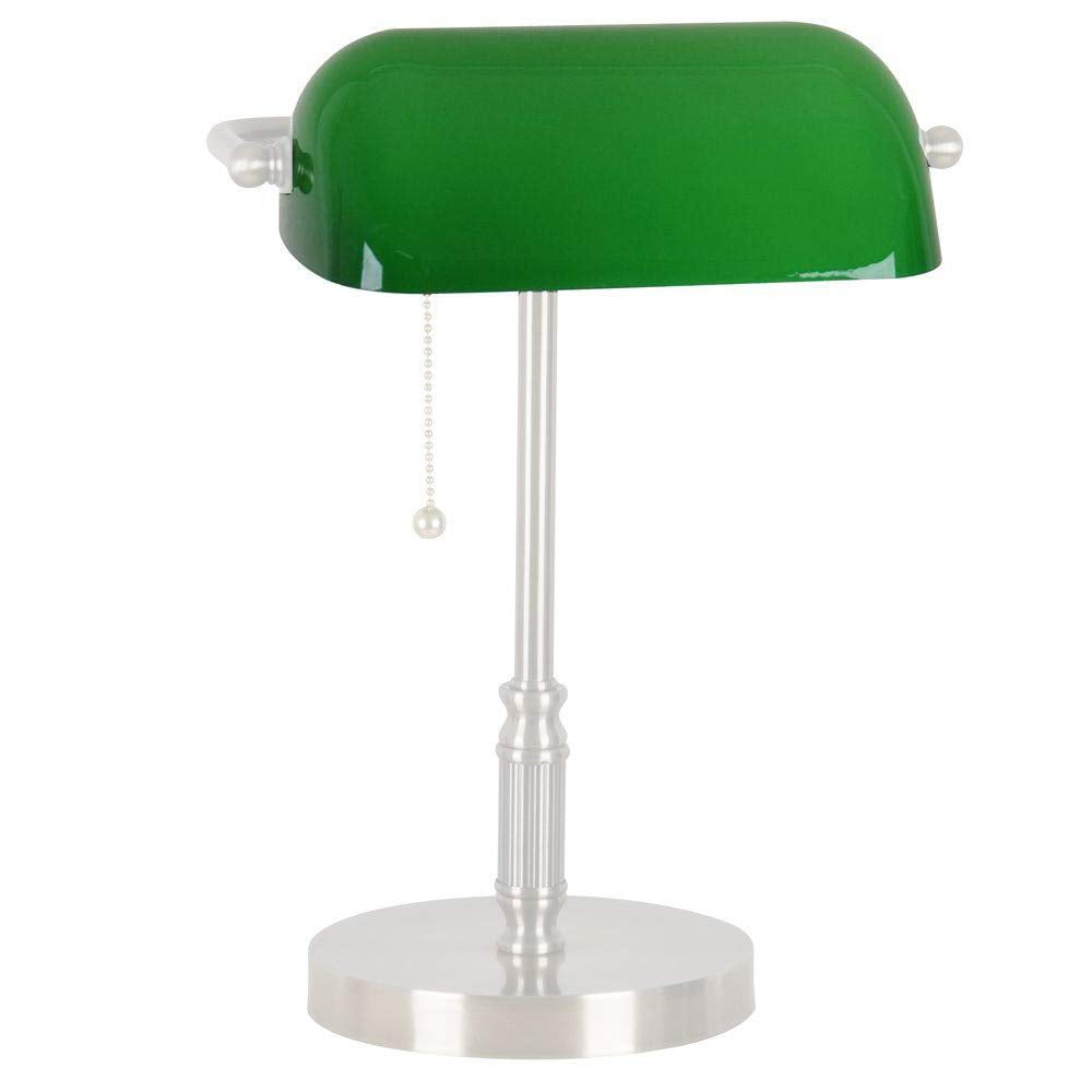 B&P Lamp Cased Green Glass Lamp Shade Replacement Bankers Lamp Or Pharmacy Shade With Bulb