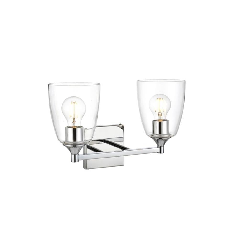 Living District Gianni 2-Light Iron & Glass Bath Sconce in Chrome/Clear