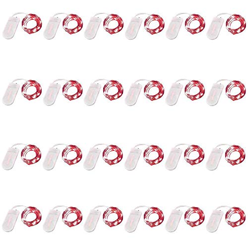 NiniTe LIGHTS 24 Pack Fairy Lights 6.6ft 20 LED Copper String Lights Red for Wedding Party Festival Halloween Christmas