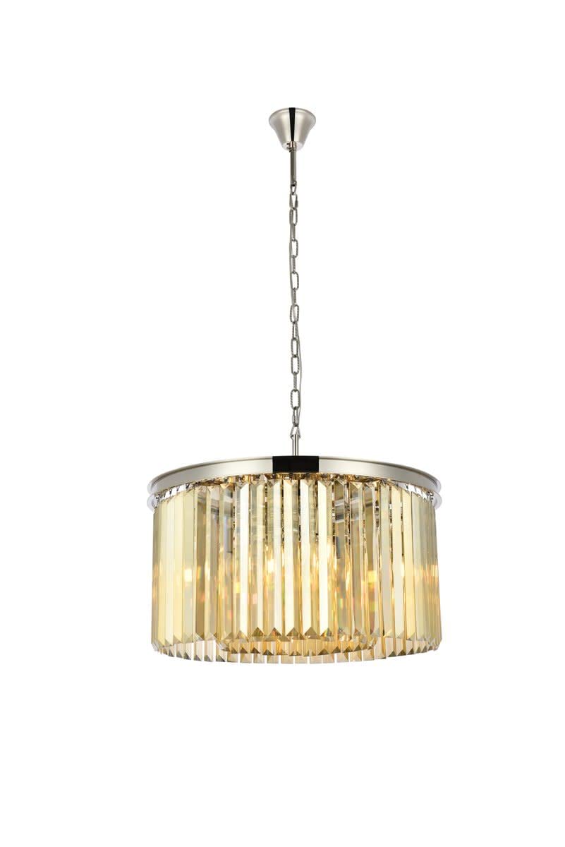 Elegant Lighting Sydney 8 Lt Polished Nickel Chandelier Golden Teak