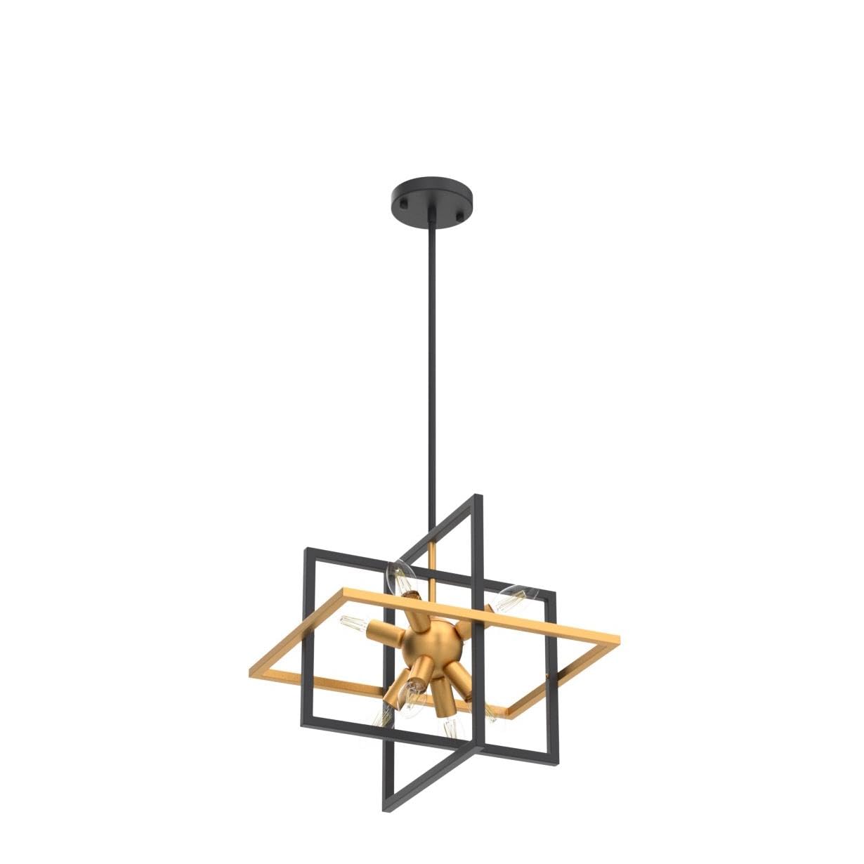 TACDANDM 8-Light Sputnik Chandelier, Black Gold Metal, 15.8" Adjustable Pendant Light for Entryway, Foyer, Hallway, Living Room