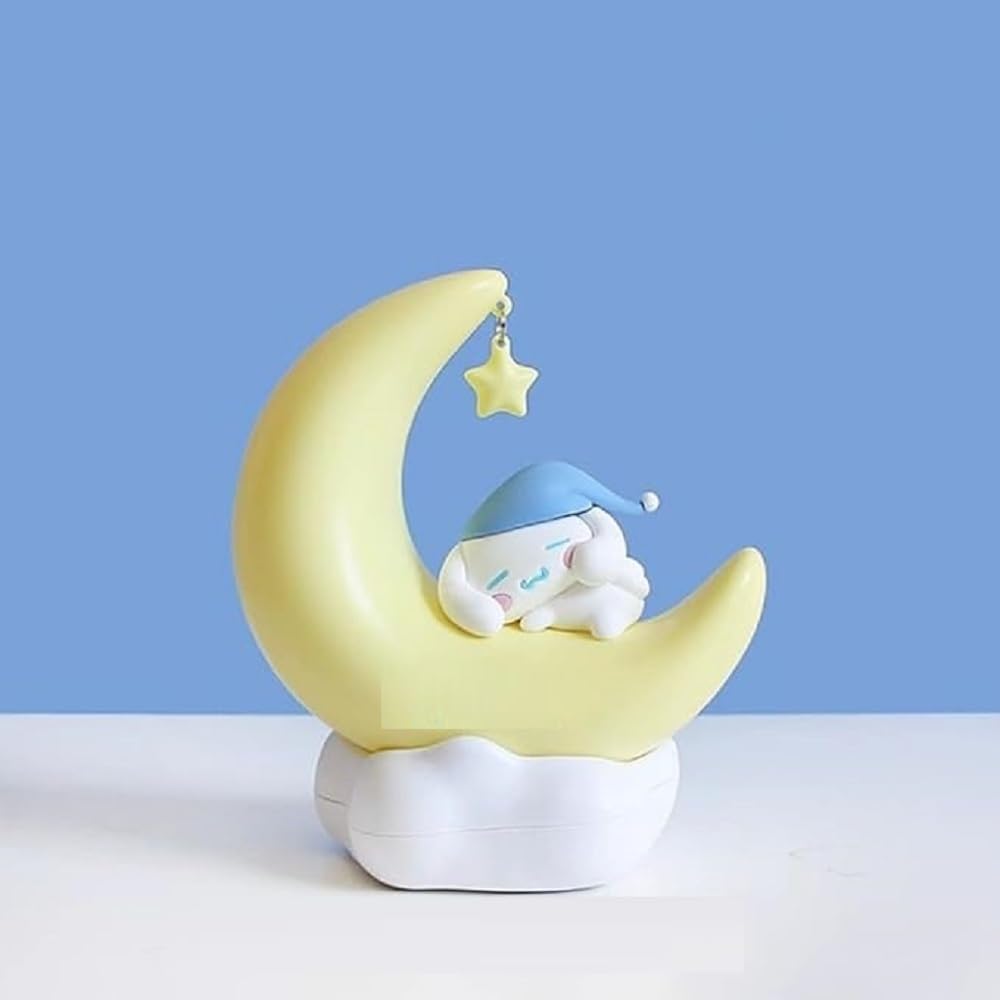 noxozoqm Cute Moon Night Light, Kawwai LED Light Desk Lamp, Bedroom Decor Rechargeable Birthday Present Surprise Gift for Girls