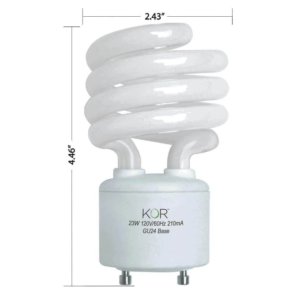 Kor (Pack Of 4) 23 Watt Cfl Spiral - Gu24 Base - (100W Equivalent) - T2 Mini-Twist - Cfl Light Bulb - 4100K Cool White