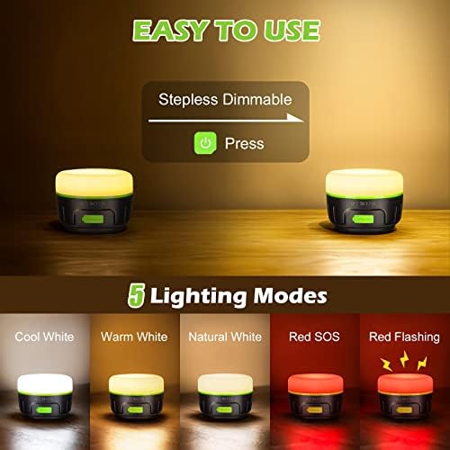 Sinvitron LED Camping Lantern, 1000LM Rechargeable, 150H Battery Life, 5 Light Modes, Waterproof, Black&Green, Model C5-P