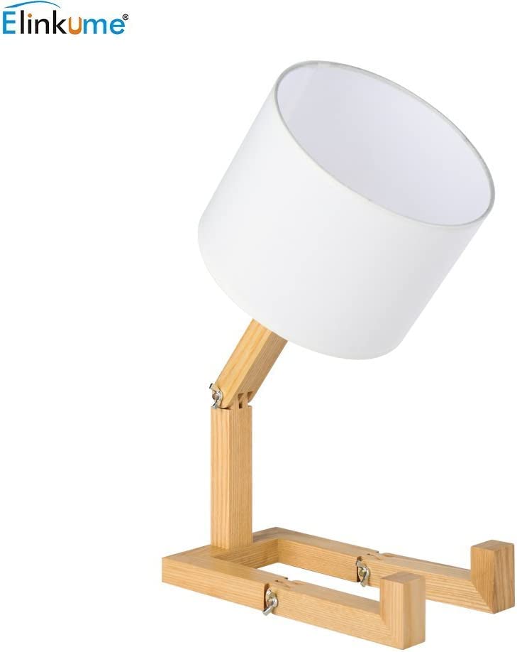 Elinkume Cute Desk Lamp,Unique Table Lamps,Wood Bedside Table Lamp Fun Funky Person Lamp Wooden Robot Cute Lamps For Bedrooms