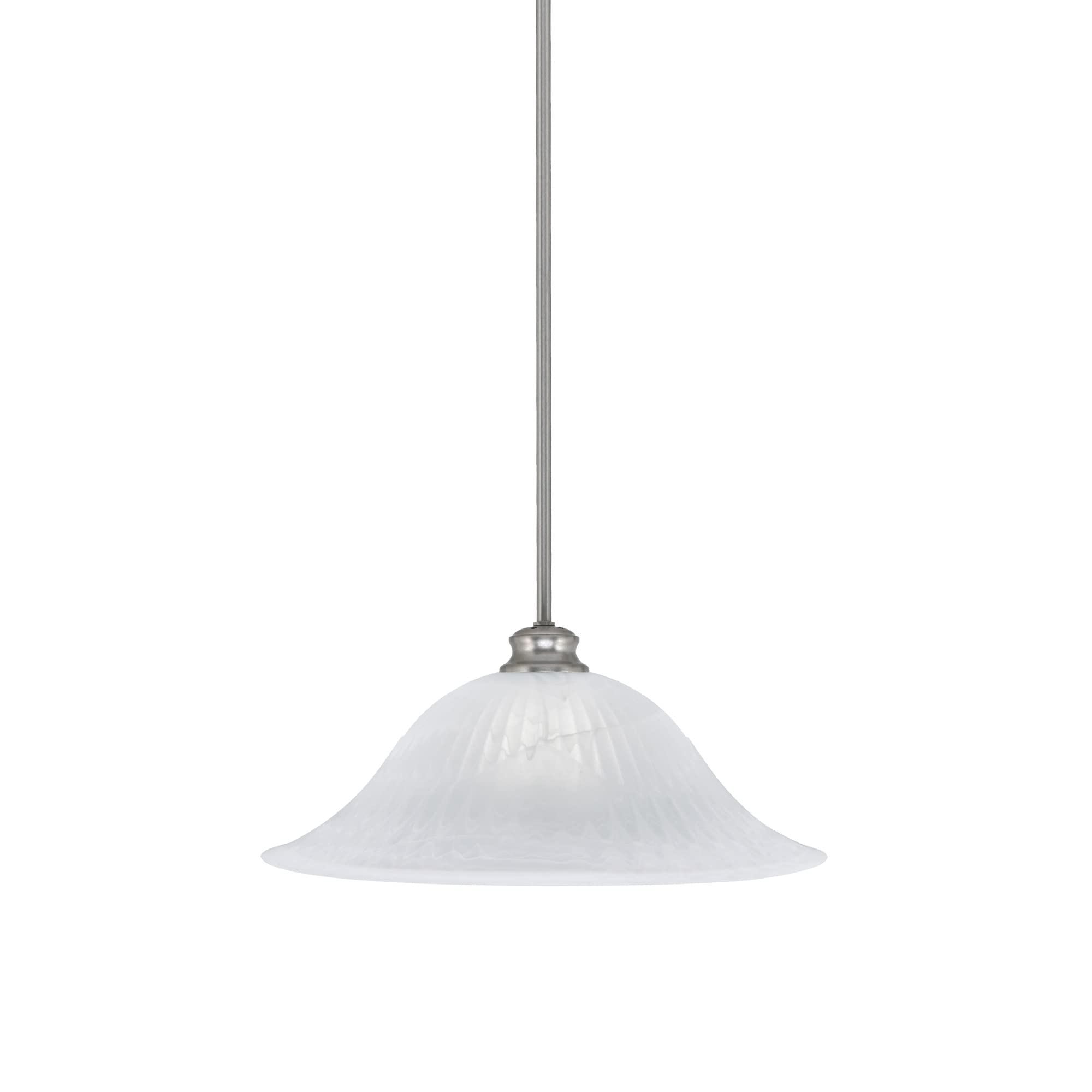 Toltec Lighting Stem Pendant with Hang Straight Swivel Shown in Brushed Nickel Finish with 20&quot; White Alabaster Glass
