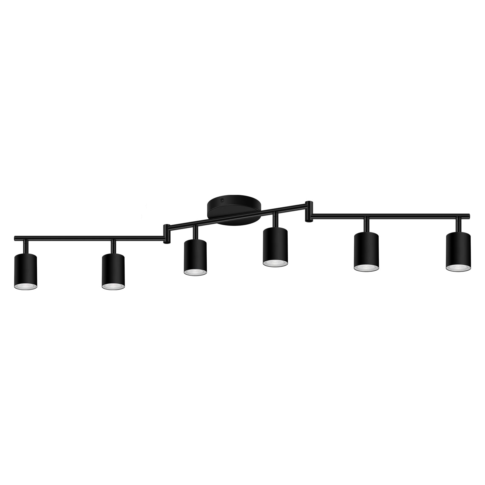 Track Lighting Kit Led  Track Lighting Fixtures Ceiling  44.3 Black 6 Light Ceiling Light For Kitchen  Flexible Spotlight With Rotatable Head  Industrial Wall Lights For Hallway(Gu10 Socket  No Bulb)