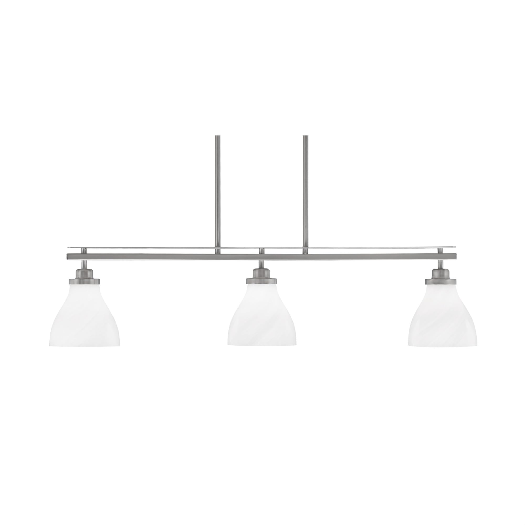 Toltec Lighting Odyssey 3 Light Island Light, Brushed Nickel Finish, 6.25in White Marble Glass
