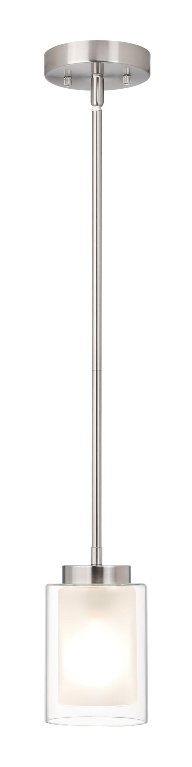 Xinbei Lighting Pendant Lighting Modern 1 Light Mini Pendant Light With Dual Glass In Brushed Nickel, Adjustable Hanging Ceiling