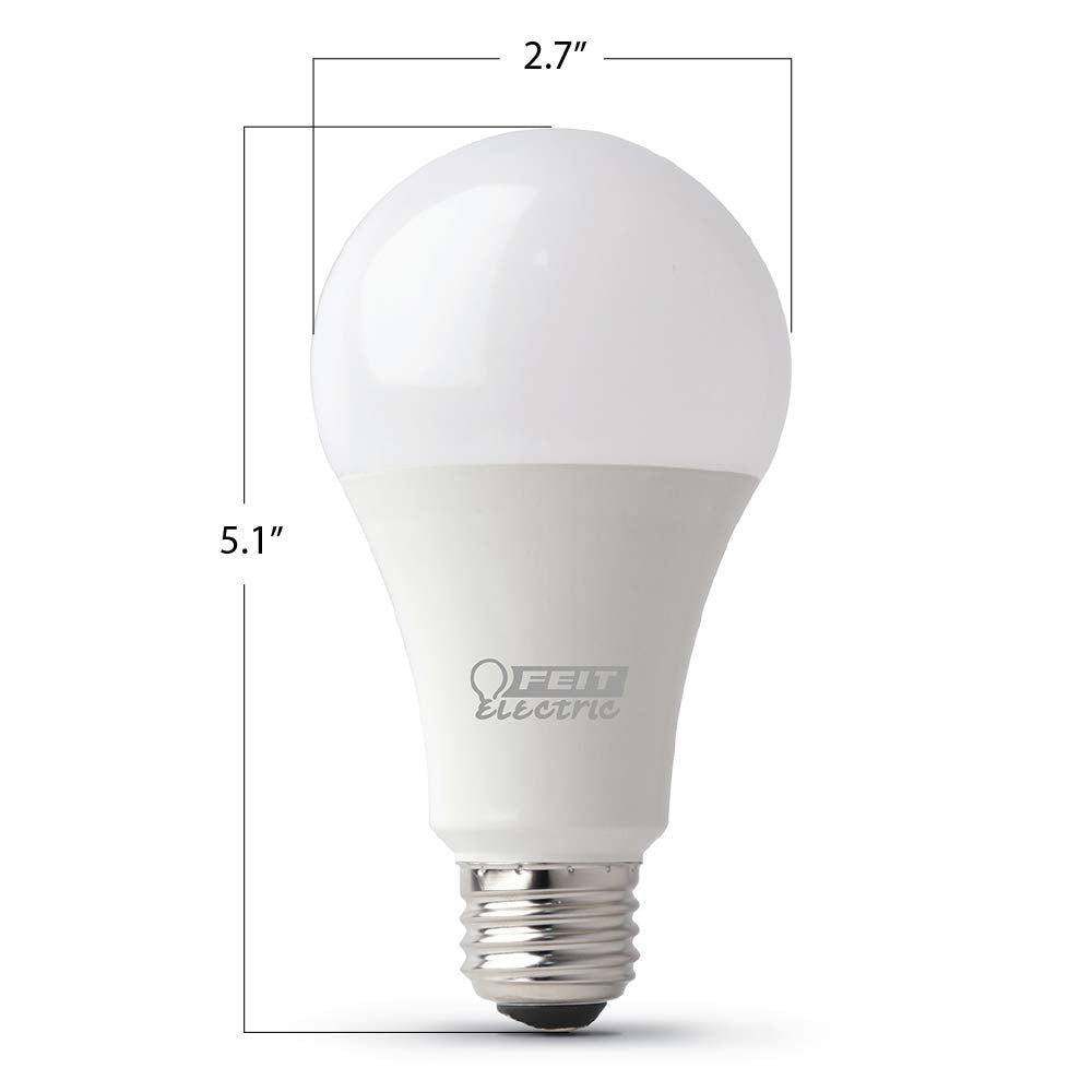 Feit Electric A19 100W Equivalent Led Light Bulbs, Dimmable Led Bulbs, 3000K Bright White, 1600 Lumens, 22 Year Lifetime, Cri90,