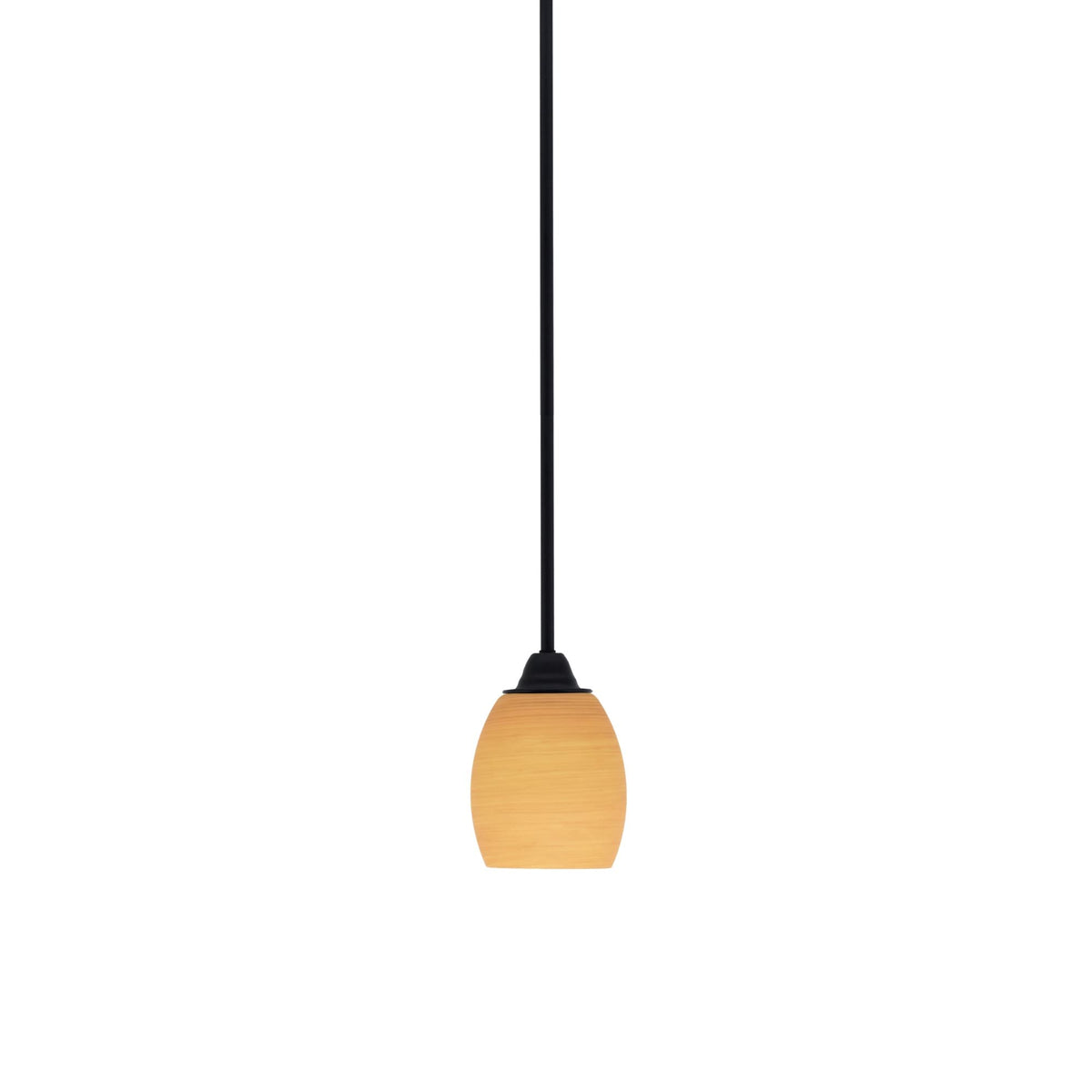Toltec Lighting Paramount 1 Light Mini Pendant in Matte Black Finish with 5&quot; Cayenne Linen Glass