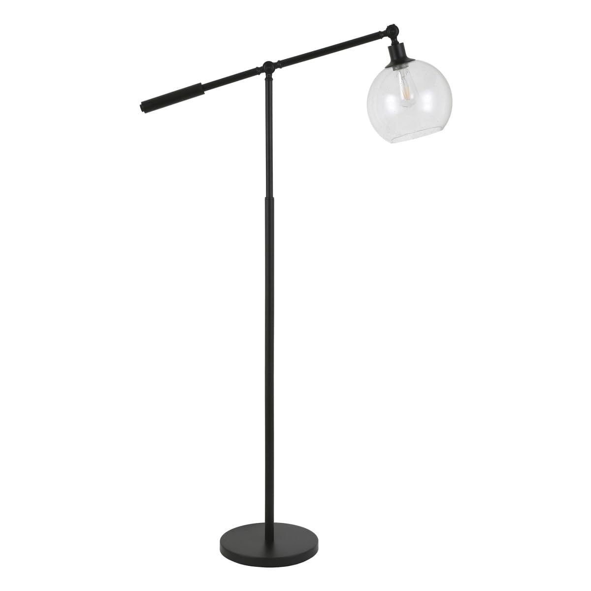 Homeroots Black Reading Floor Lamp With Clear Seeded Glass Globe Shade, 61 In. Height