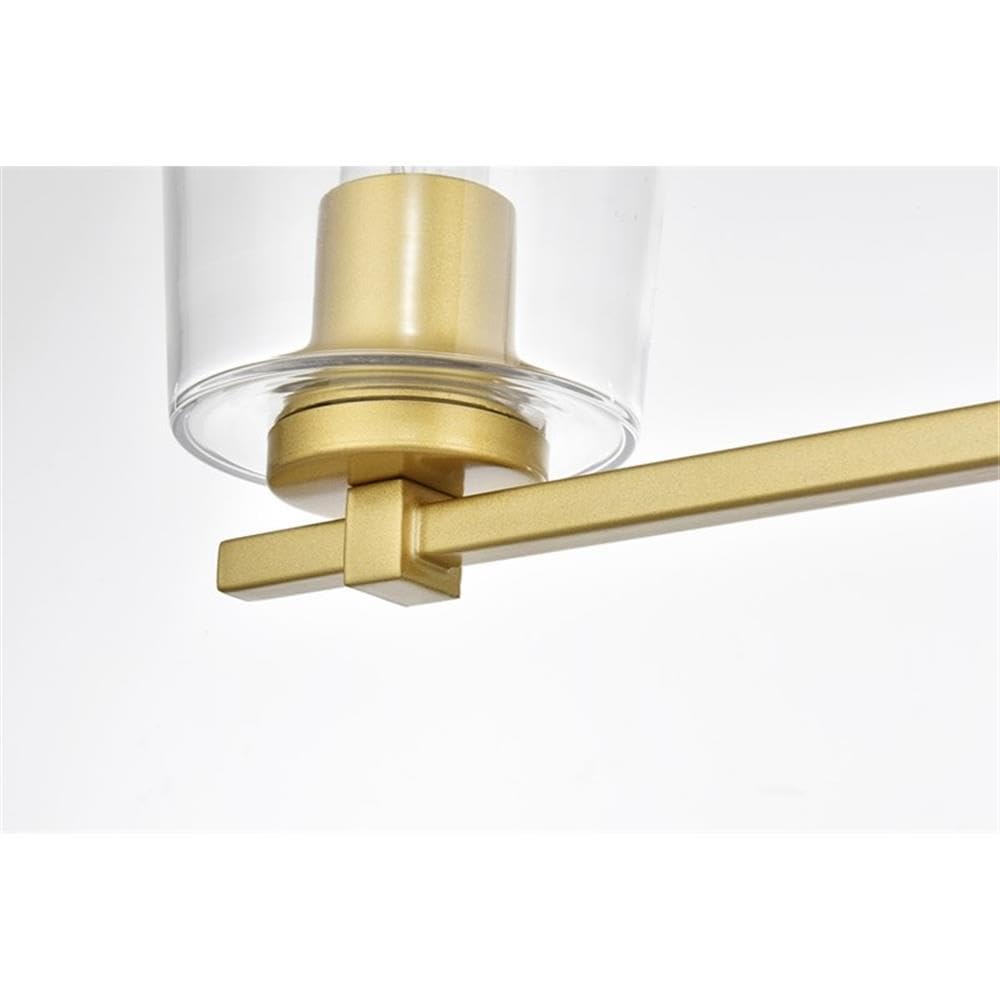 Living District Kacey 3-Light Iron & Glass Bath Sconce in Brass/Clear