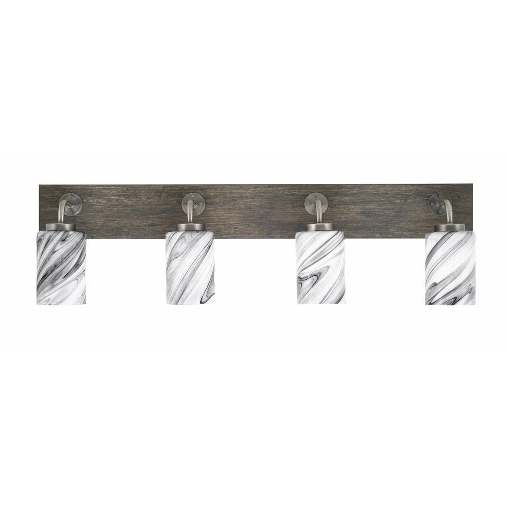 Toltec Lighting 1774-Gpdw-3009 Oxbridge - 4 Light Bath Bar-10 Inches Tall And 36 Inches Length, Finish Color: Graphite/Painted Distressed Wood-Look Metal, Glass Color: Onyx Swirl