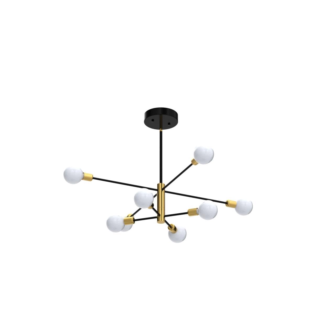 Deyidn 8-Light Sputnik Chandelier, Black Gold Metal Pendant Lighting For Modern Living Spaces