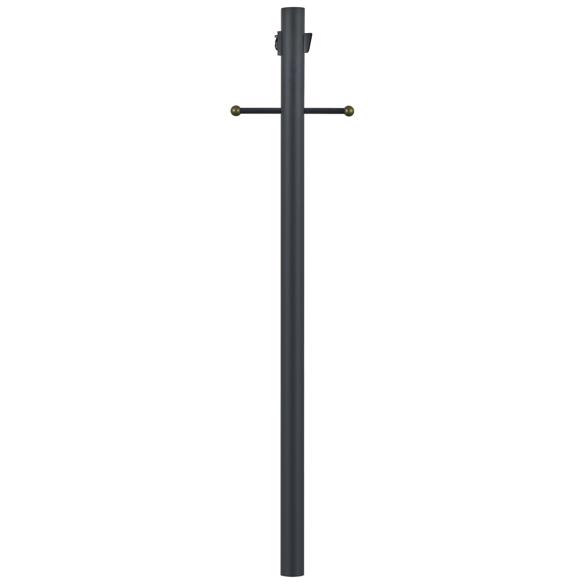Design House Traditional Outdoor Lamp Post with Plastic Cross Arm - Direct Burial Installation - Built-in Outlet and Dusk to Daw