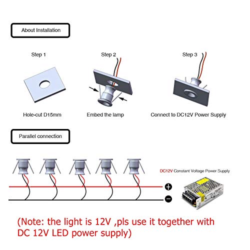 Quentacy Dc12V 1W Mini Led Spotlight Jewelry Indoor Display Showcase Counter Ceiling Recessed Light Rv Micro Reading Lighting 30