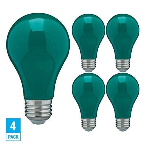 Kor (Pack Of 4) 25 Watt Ceramic Green A19 Incandescent Light Bulb - 130V - Standard E26 Base (Medium) - 25A/G - 25A19/G - 25W