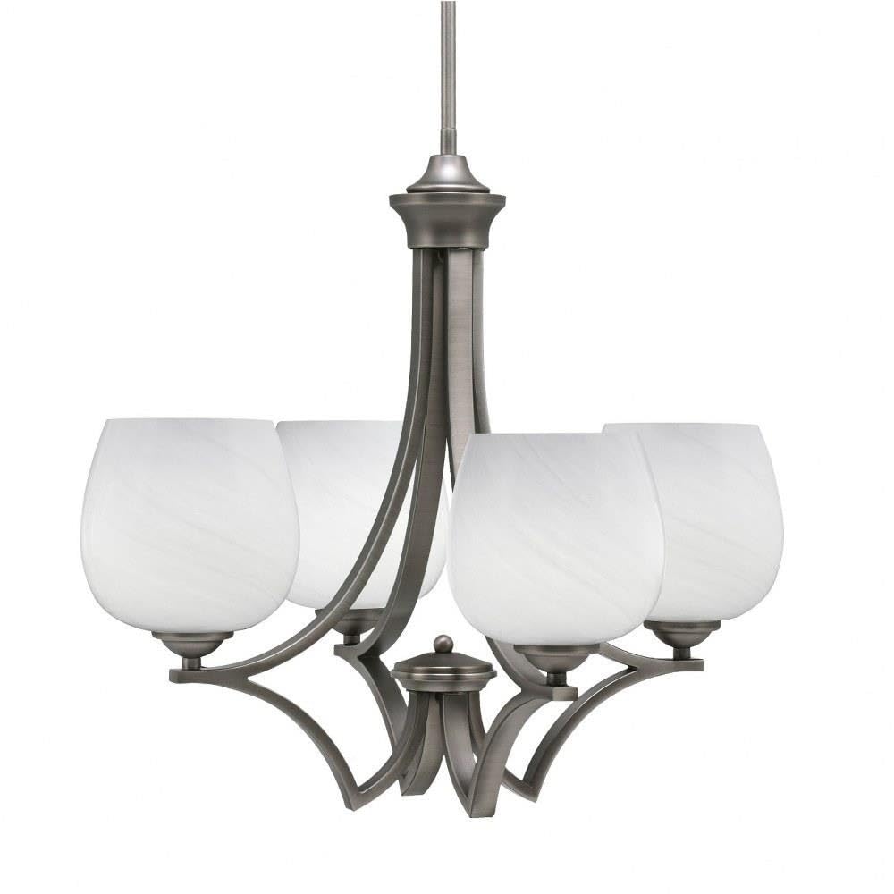 Toltec Lighting 564-GP-4811 Zilo - 4 Light Uplight Chandelier-19.75 Inches Tall and 21 Inches Wide, Finish Color: Graphite, Glass Color: White Marble
