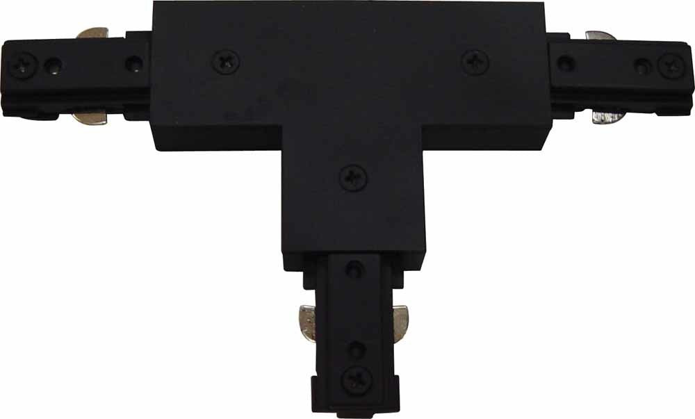 Jesco Lighting HTJBK T-Connector with Power-Feed, 3-Wire Single Circuit Track, Black Finish