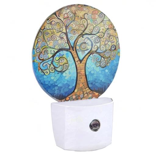 Ekobla Art Tree Night Light  Tree With Golden Leaves Night Lights Plug Into Wall Auto Sensor Led Lighting For Home Stairway Hallway Bedroom 0.5W Sleep Friendly