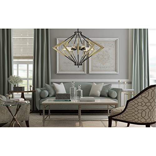 Cal Lighting FX-3709-9 Nine Light Chandelier, Antique Brass/Black, Metal, 38 inches