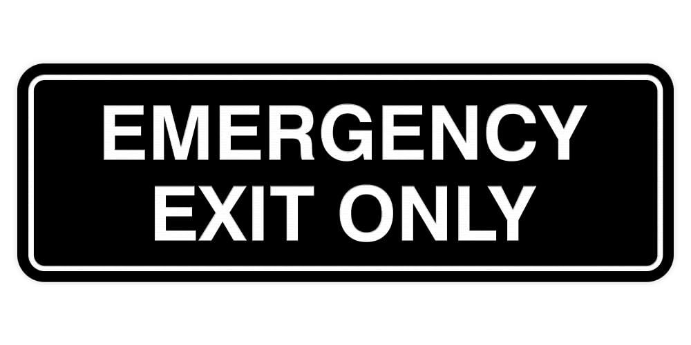 Signs ByLITA Standard Emergency Exit Only Sign - Easy Installation | Durable Wall or Door Sign (Black) - Large 2 Pack