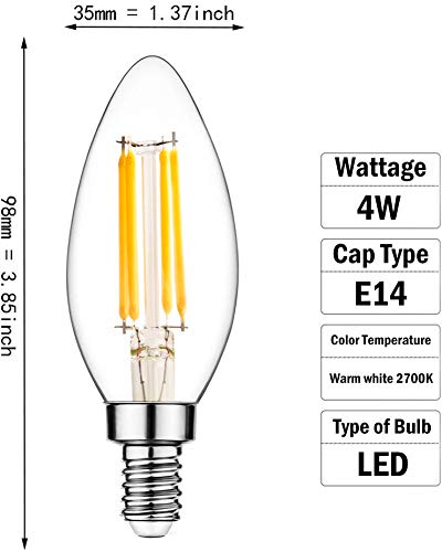 Raheem E14 Led Bulb, Dimmable, 110V 300 Lumens 2700K 40W Equivalent, Best Replacement For Halogen And Incandescent Bulb, Candela