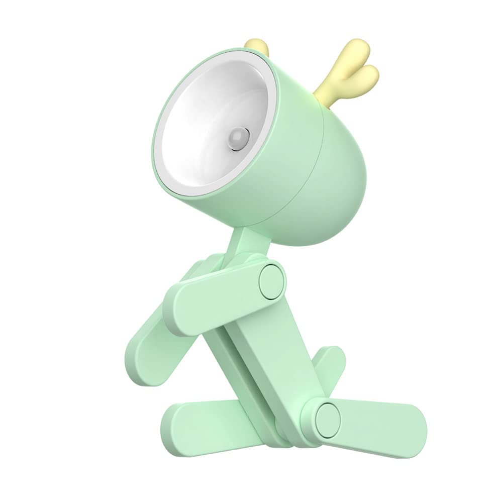 SpassLeben Night Light for Kids, Mini LED Desk Lamp, Green Deer, ABS Material