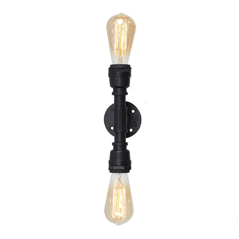 EFINEHOME Vintage Edison Industrial 2-Light Bathroom Vanity Light- 2 Bulb Loft Minimalist Indoor Wall Sconce- Antique Steampunk 