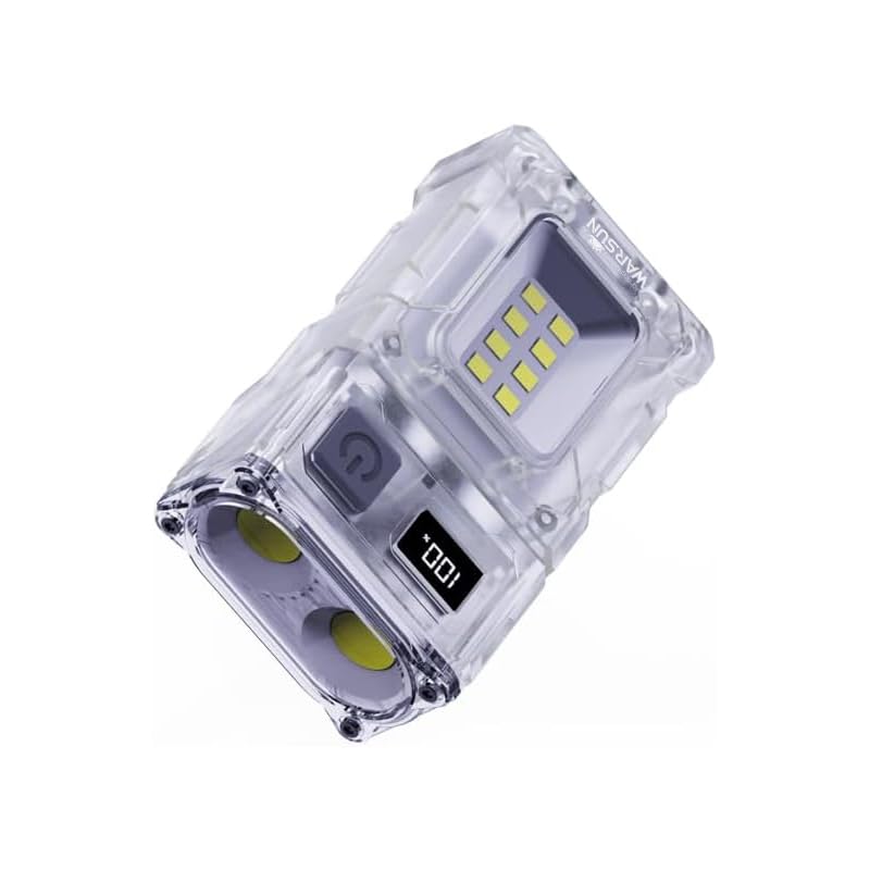 WARSUN DC08 Rechargeable LED Flashlight, 800 Lumens Mini Work Light, Transparent, Clip-On, Magnetic, Ideal for Emergency, Hiking, Camping