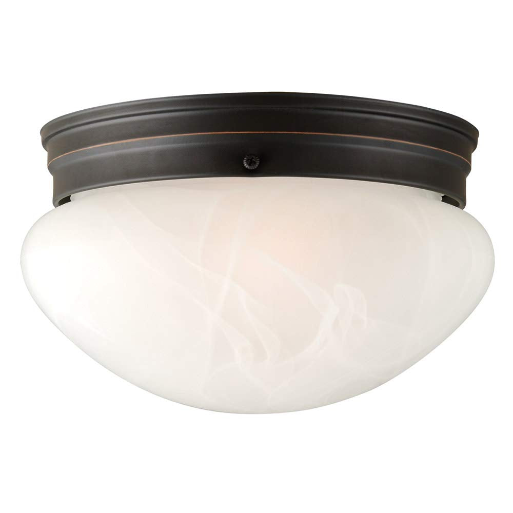 Design House Flush Mount Ceiling Light, Dimmable Alabaster Glass, 9.25 in, Oil Rubbed Bronze, Model 514539