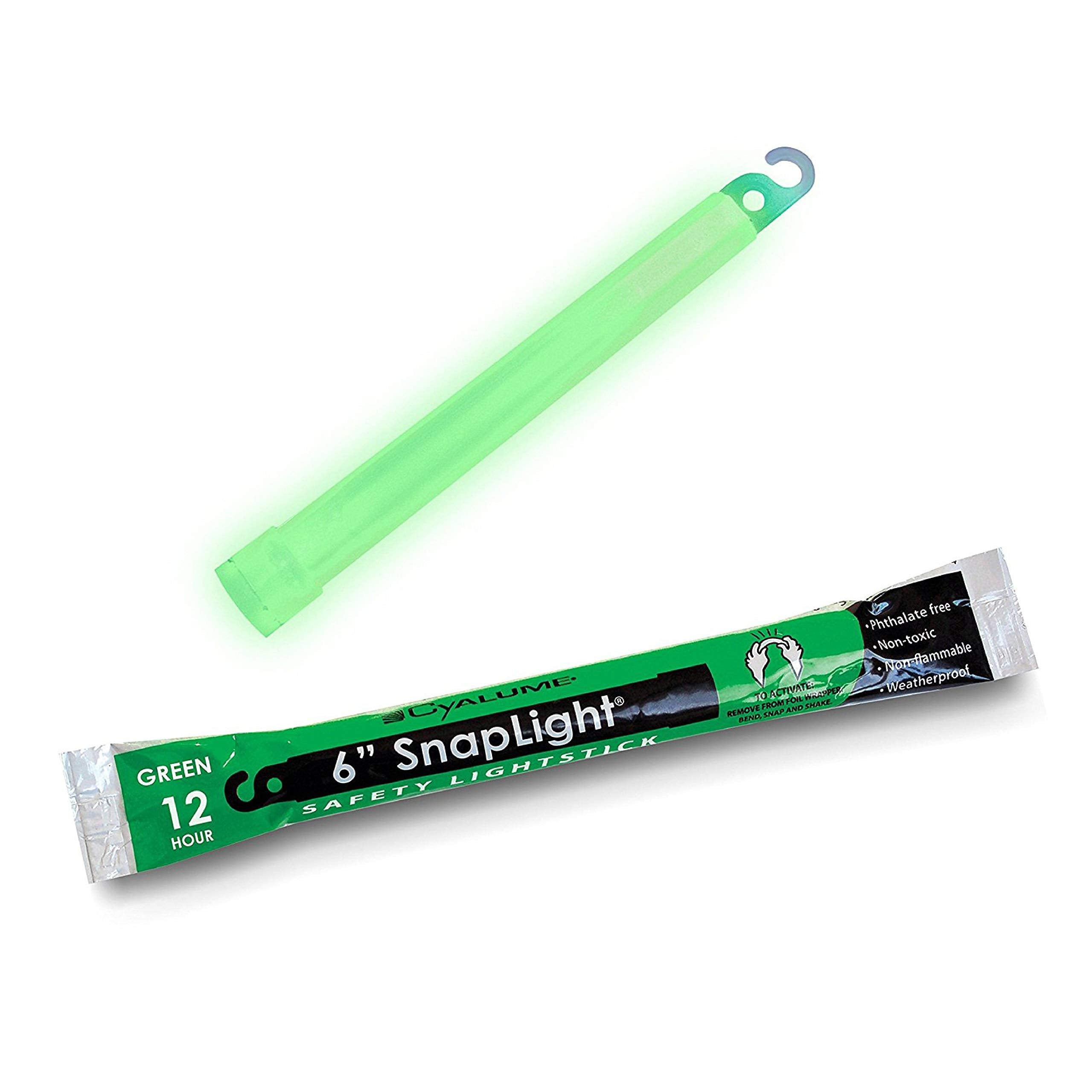 Cyalume Glow Sticks - Military Grade 6” Green Light Stick, 12 Hour Duration, 30 Pack, Emergency Chemical Lights