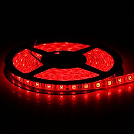 SUPERNIGHT Red LED Strip Lights, 16.4ft 300 LEDs, Waterproof Flexible Rope Lighting for TV, Boat, Vehicles, Room - Model LC-216