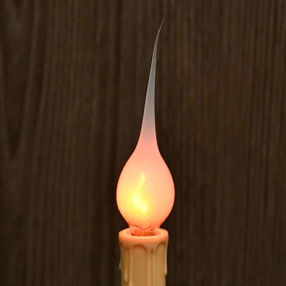 Doratale C7 Flicker Flame Candle Light Bulbs, Silicone Dipped, E12 Base, 12 Pack, 1 Watt, Flame Color