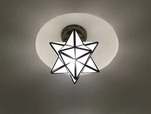 Crystal Flush Mount Moravian Star Ceiling Light Shade With E26 Bulb 8'' Close To Ceiling Light Fixtures For Indoor Restaurant Cafe Loft Bar Living Study Room Corridor Aisle (20Cm)