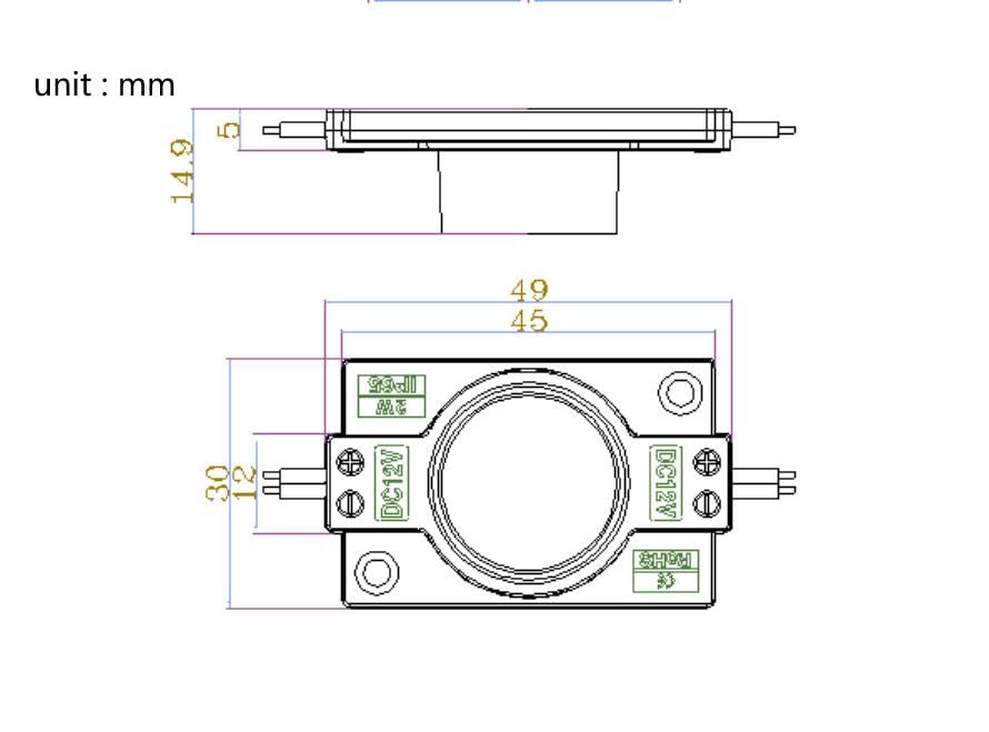Blue 12V Led Module With Lens 2.0W For Light Box With Tape Adhesive Back (20Pcs Pack)