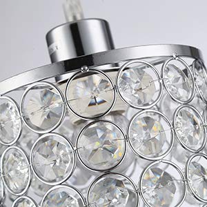 Mondaufie 2 Pack Crystal Pendant Lights Kitchen Island,Crystal Pendant Light With Long Cord Adjustable,Chrome Finish Bar Pendant