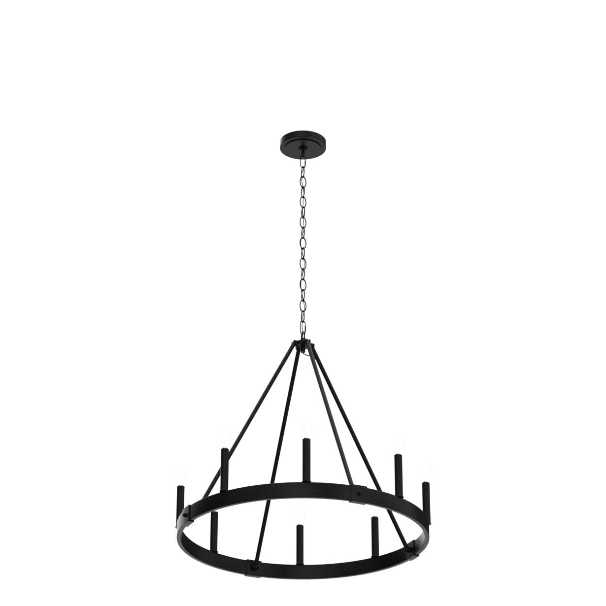 8-Light Farmhouse Wagon Wheel Chandelier, D24'' Black Round Chandeliers For Dining Room, Modern Industrial Kitchen Island Pendan