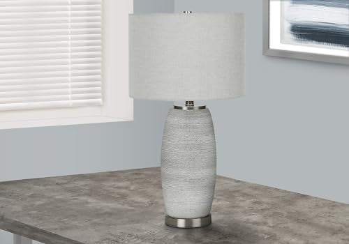 Monarch Specialties 9711 Lightingtable Lamp, Grey Ceramic, Shade, Modern Lighting-25 H Table, 14&quot; L X 14&quot; W X 25&quot; H