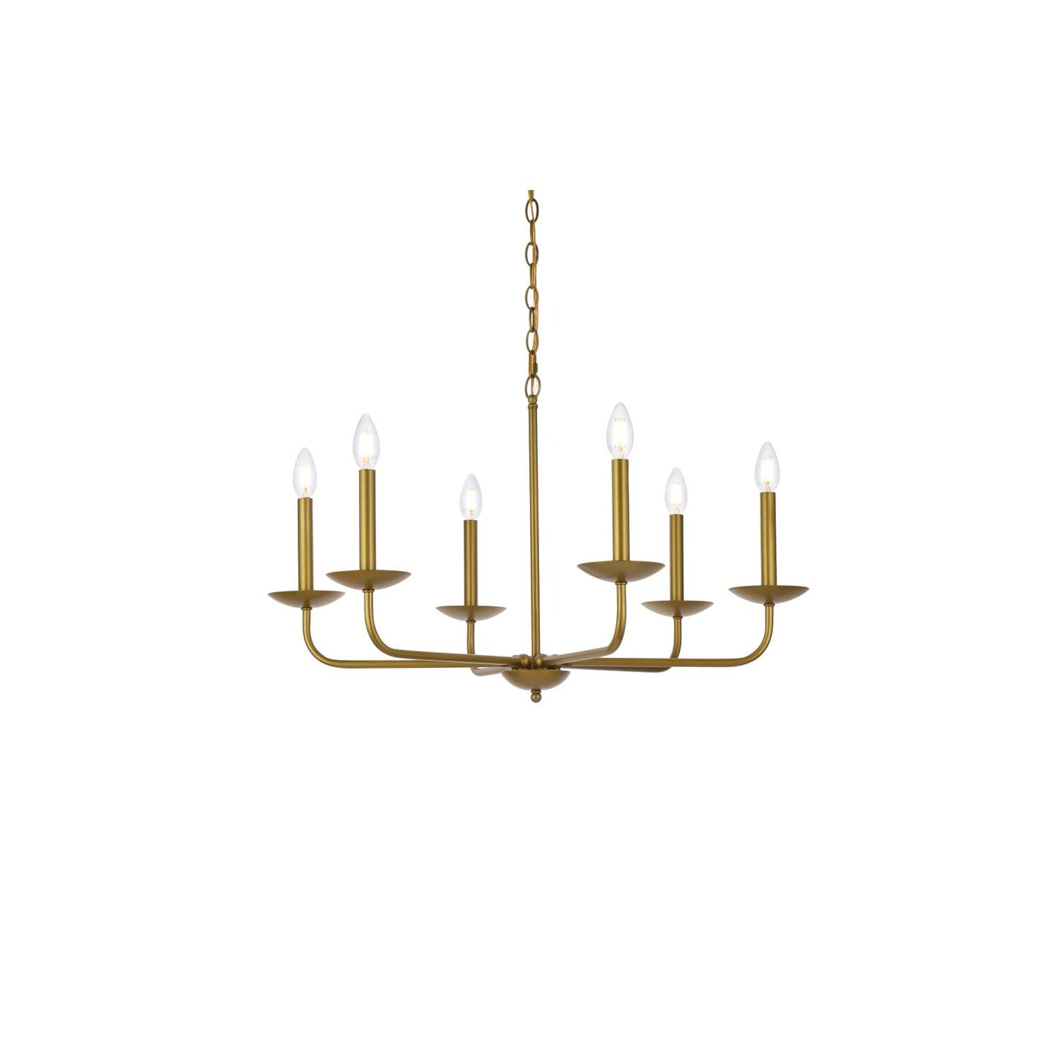 Living District 6-Light Metal Pendant, Mid-Century Style, Brass Finish, Model LD812D30BR, Alloy Steel