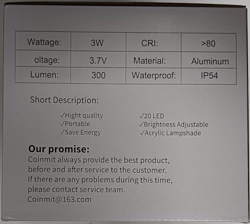 Coinmit Led Bottle Lamp 2 Pack - 5500Mah Portable Cordless Light, Ip54 Waterproof, Black, Model Ht013