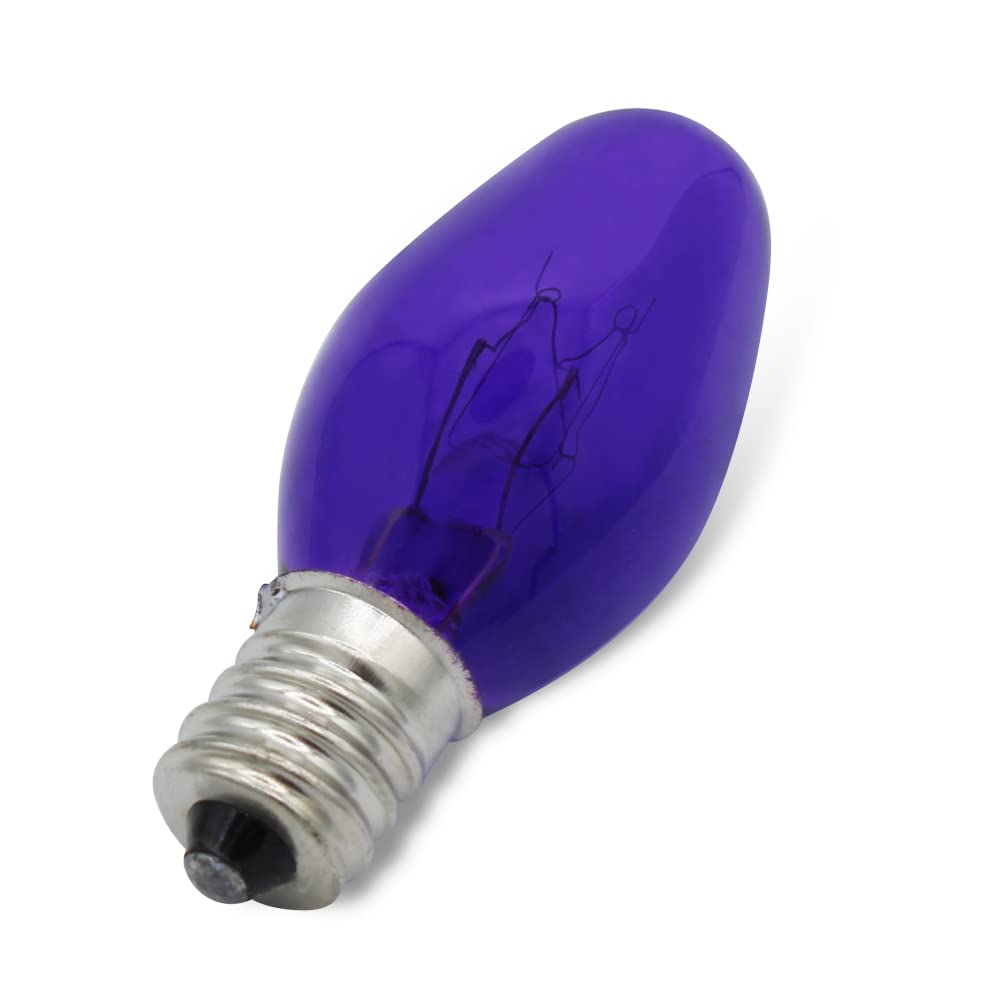 Lumenivo 7 Watt Purple Incandescent C7 Colored Night Light Bulb 7W C7 Purple Christmas Village Light Bulbs - Candelabra Base Bulb For Window Candle  Decorative Light Replacements - 120V - 12 Pack