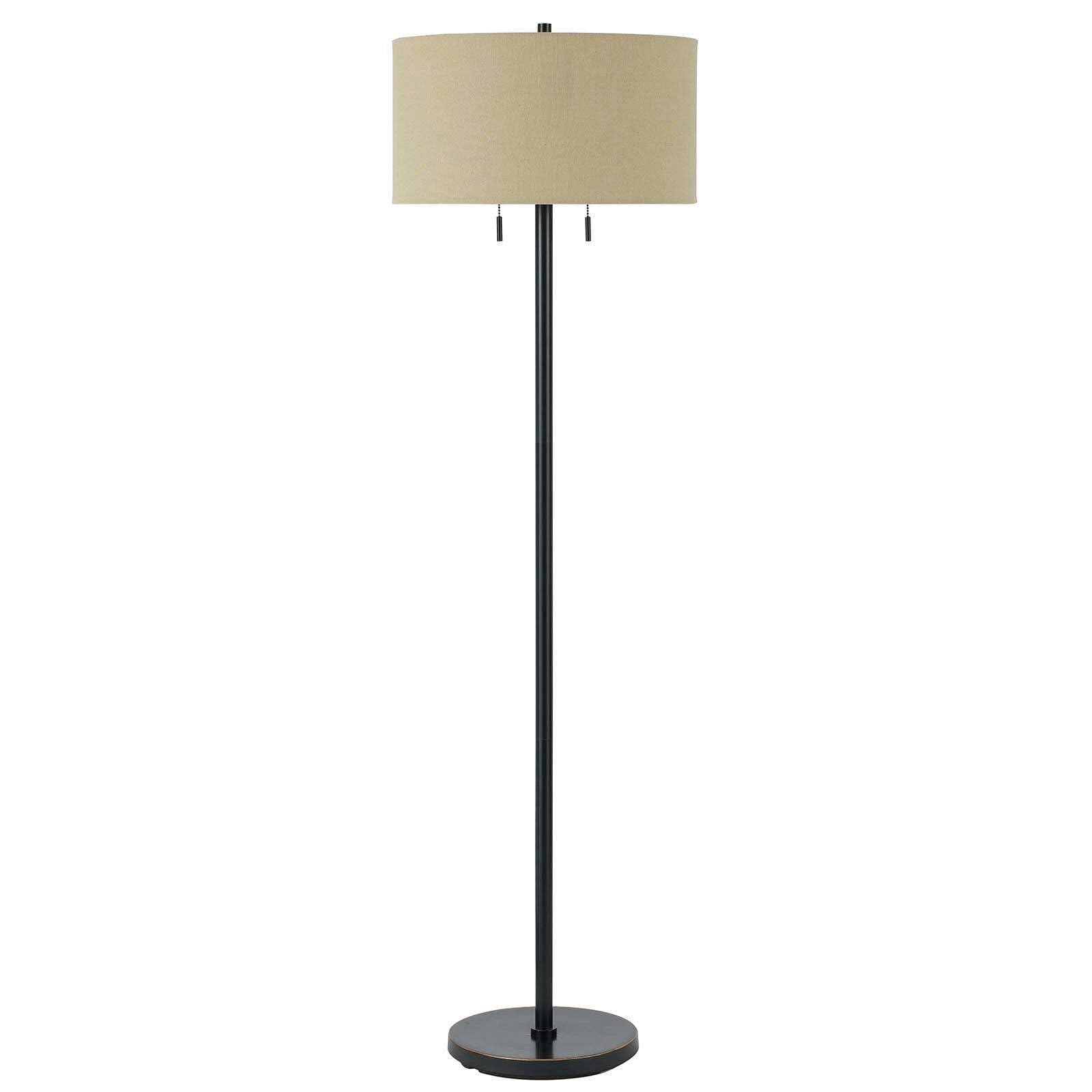 HomeRoots Bronze Two Light Traditional Floor Lamp with Brown Rectangular Shade, 59 in. Height