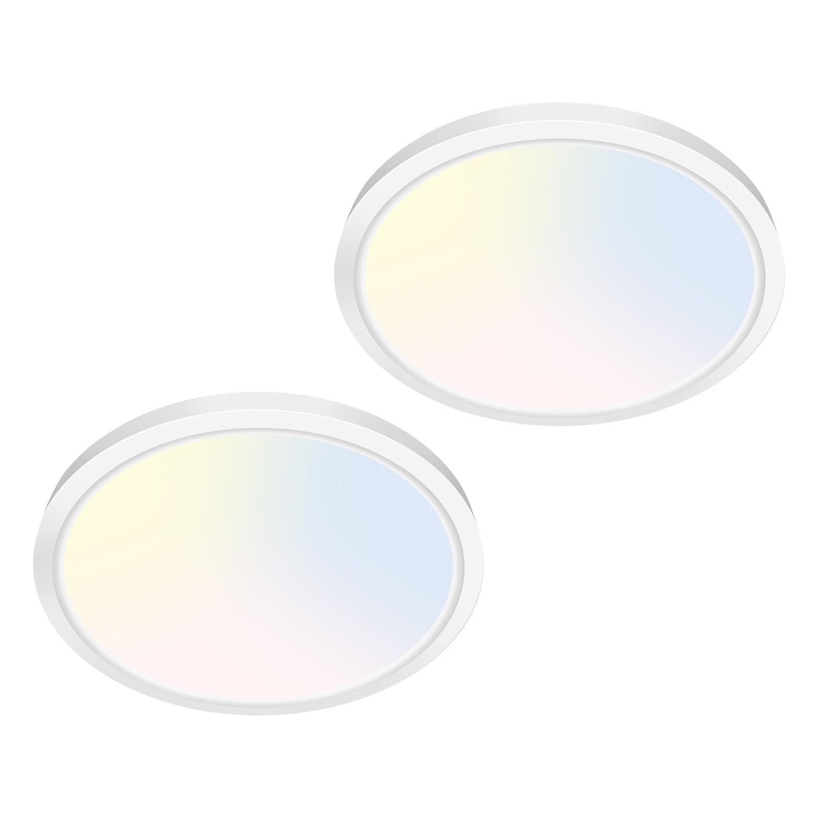 libtit 7 inch Flush Mount LED Ceiling Light Fixture  3000K-6500K Adjustable  15W 1500lm White Satin Round Ceiling Lamp for Bathroom Hallway Kitchen Bedroom  2 Pack