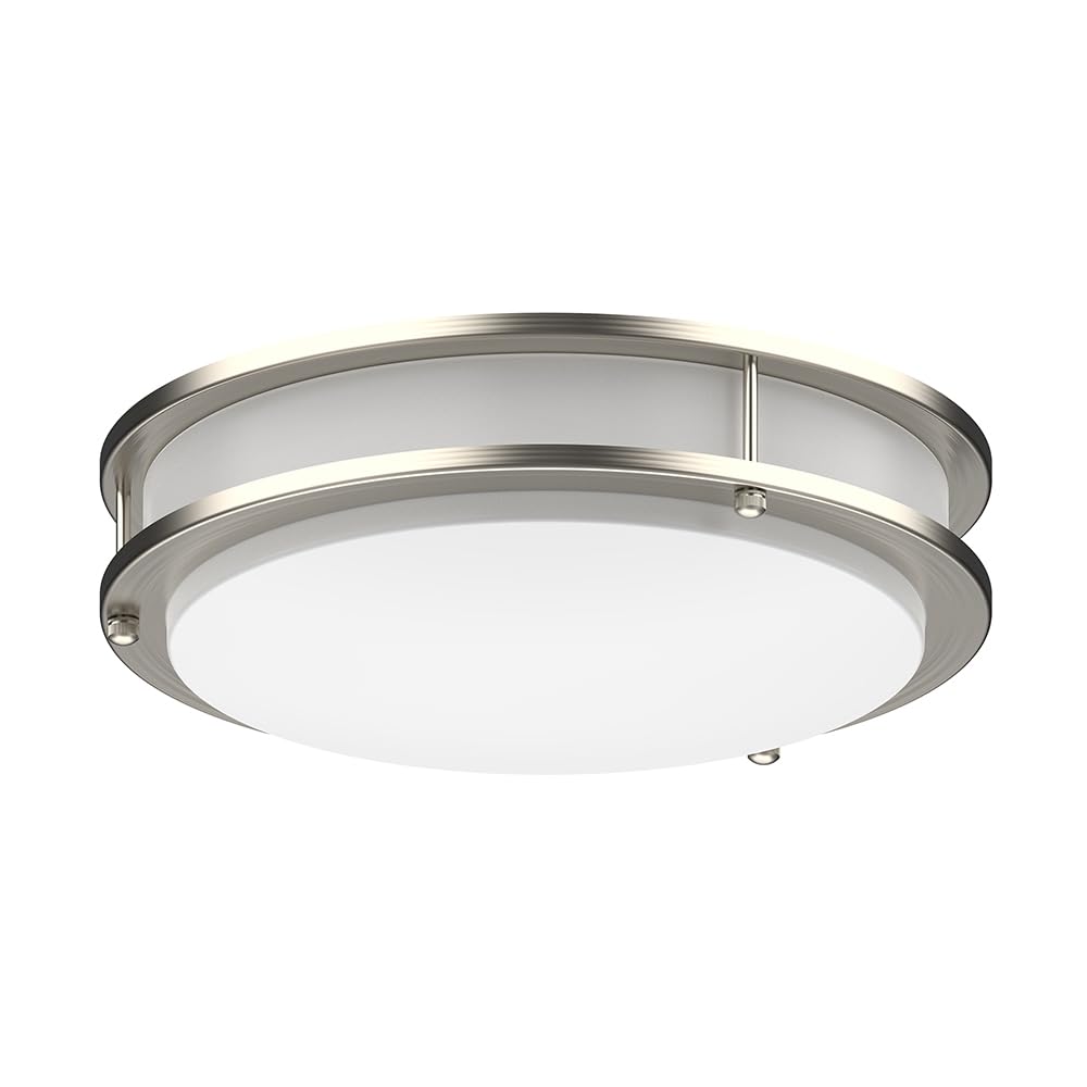 DYMOND LED Ceiling Light Fixture Flush Mount 4000K Natural Daylight Dimmable Surface Mount Brushed Nickel Ceiling Lamp for Kitch