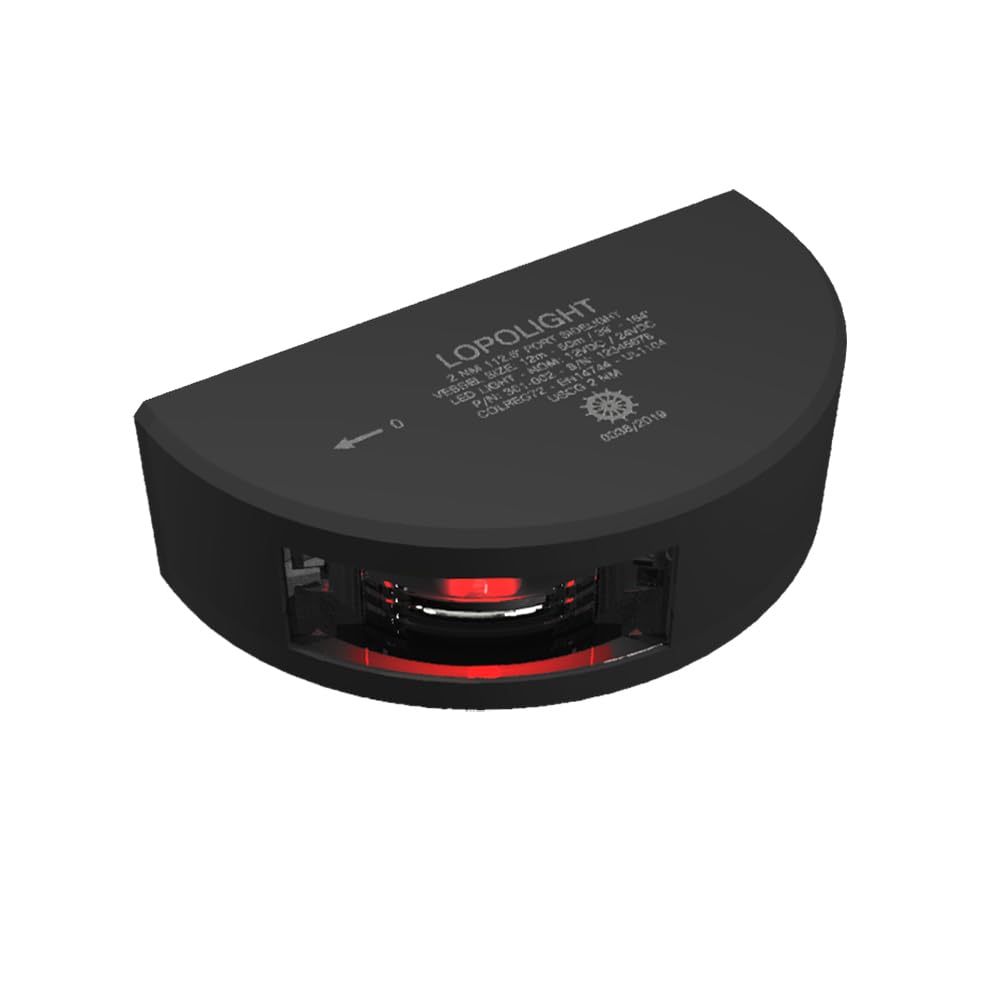 Lopolight Series 301-002 - Port Sidelight - 2Nm - Vertical Mount - Red - Black Housing