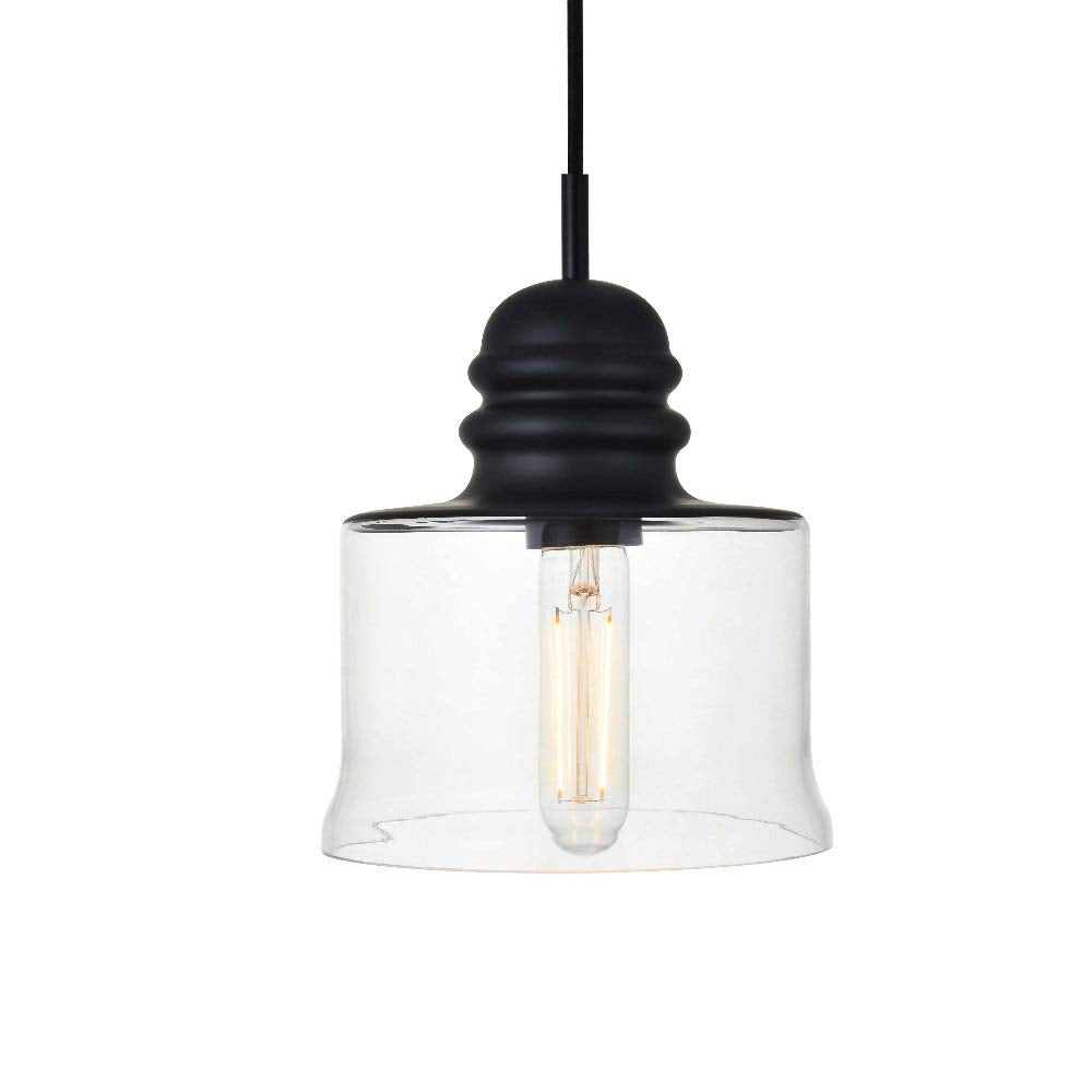 Living District Kenna 1 Light Black Pendant with Clear Glass