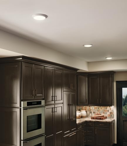 Kichler Gen I LED Downlight, Dimmable Ceiling Flush Mount Light, 7.5in x 1.5in, White, Model 43846WHLED27